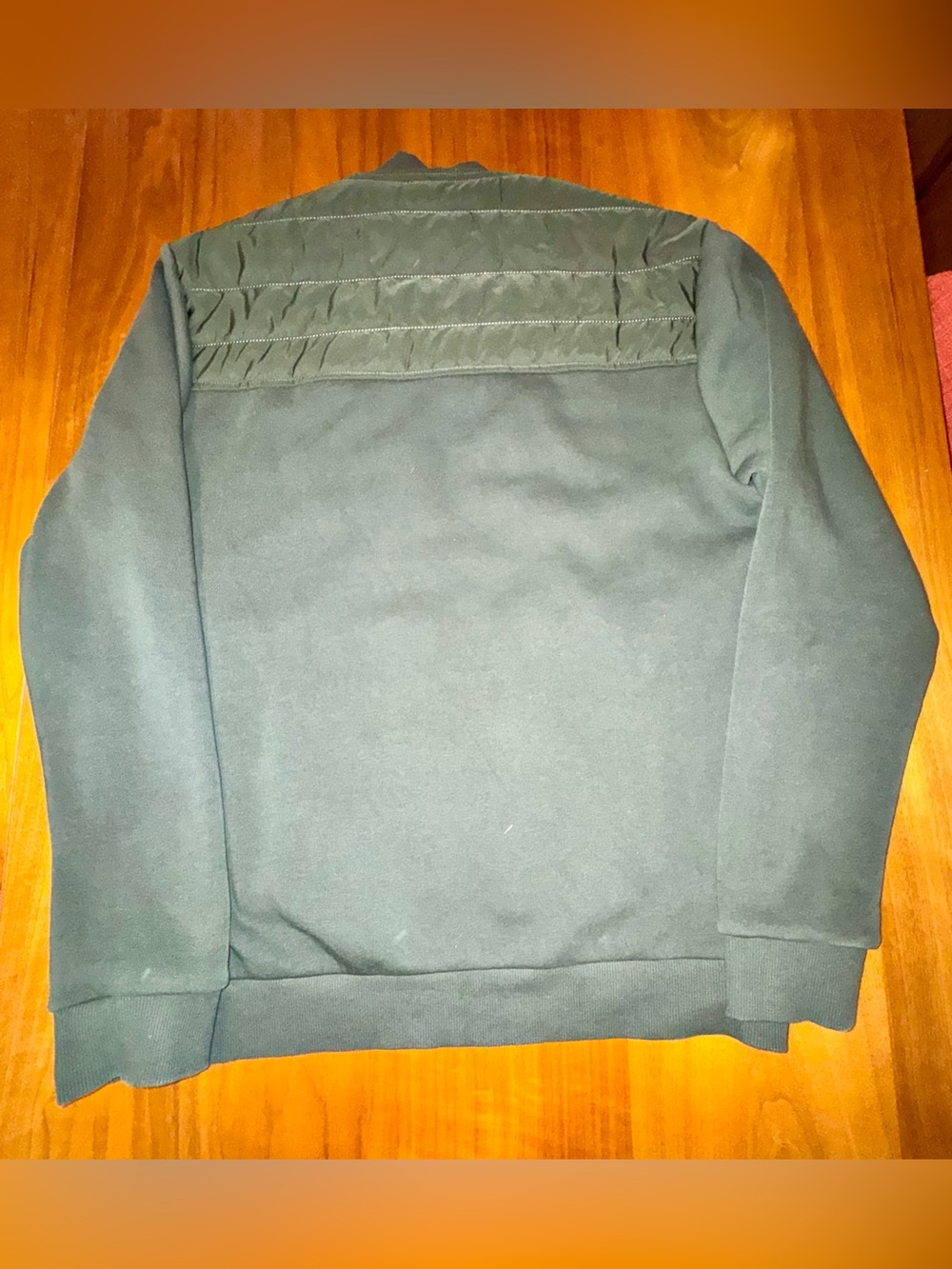 Reiss Quilted/Knit Hybrid Jacket with Standup Collar in Army Green, Size L - Picture 6 of 11
